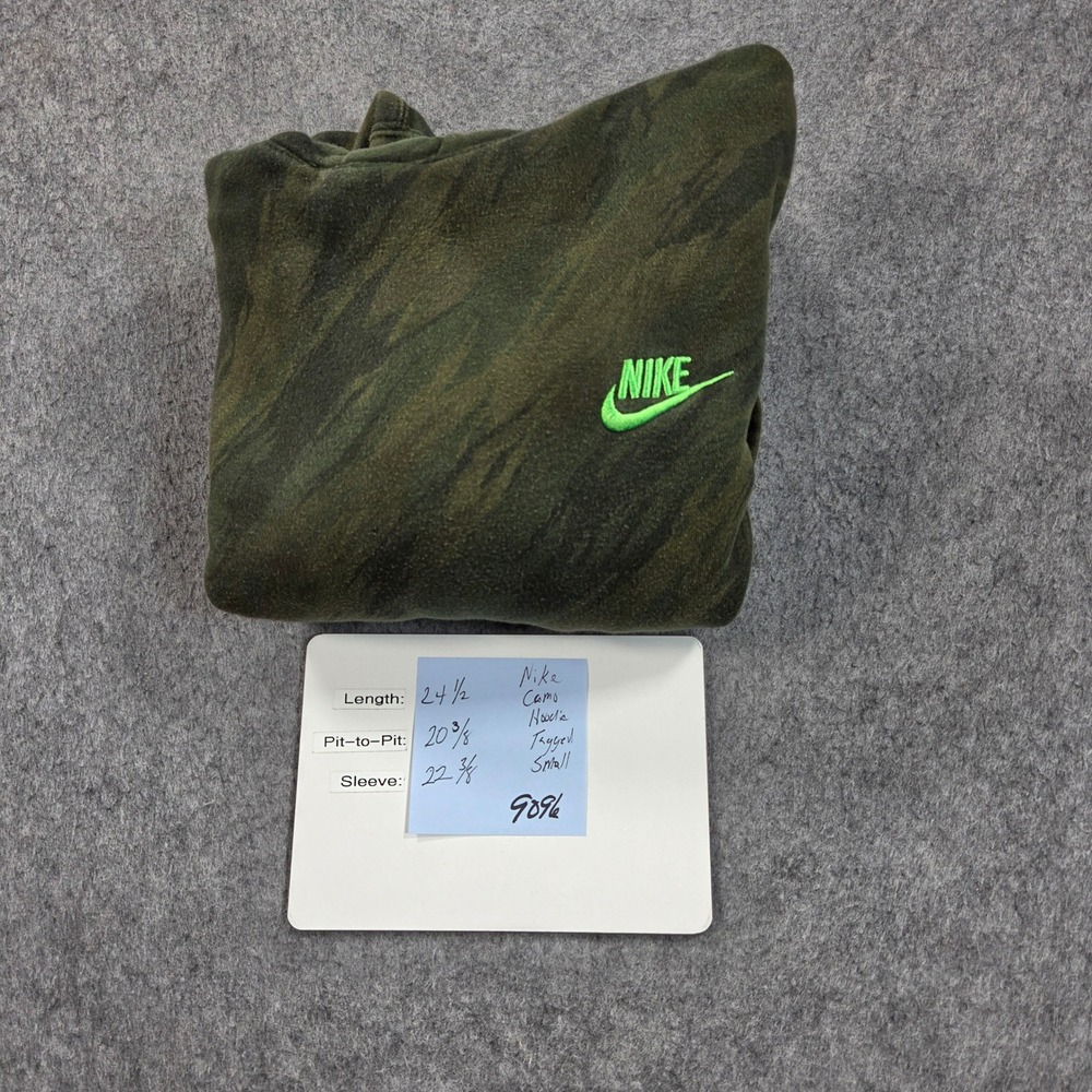 Nike Hoodie Mens Small Olive Green Camo Tiger Stripe Fleece Sweatshirt - Picture 3 of 9
